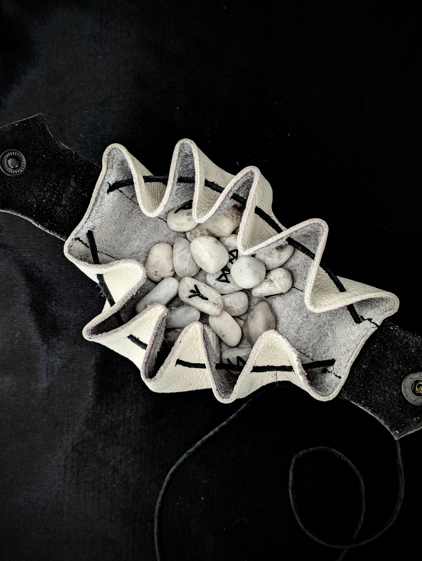 White Viking runes set and pouch