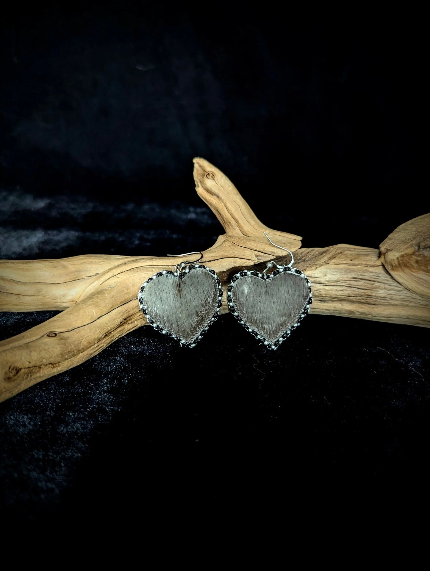 Recycled Sealskin Heart Earrings - Curiosia Bazar