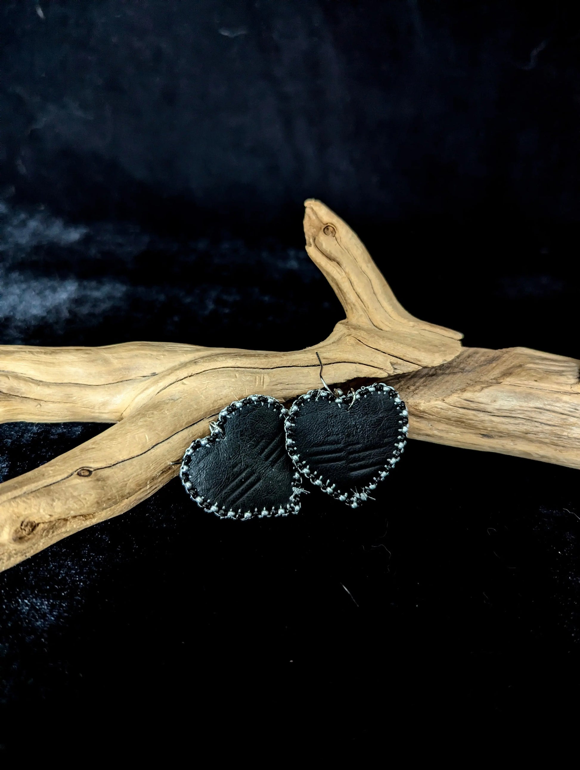 Recycled Sealskin Heart Earrings - Curiosia Bazar