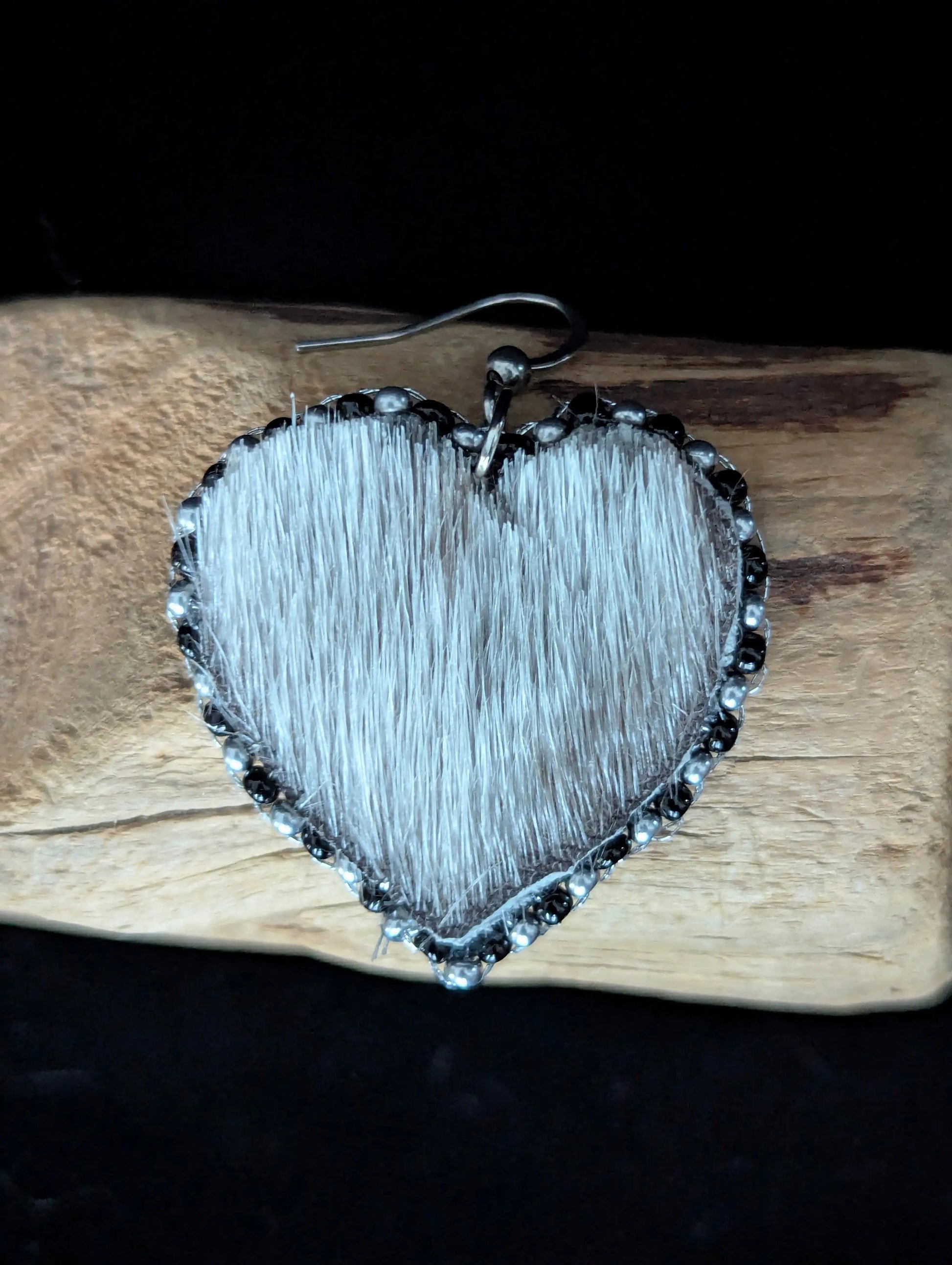 Recycled Sealskin Heart Earrings - Curiosia Bazar