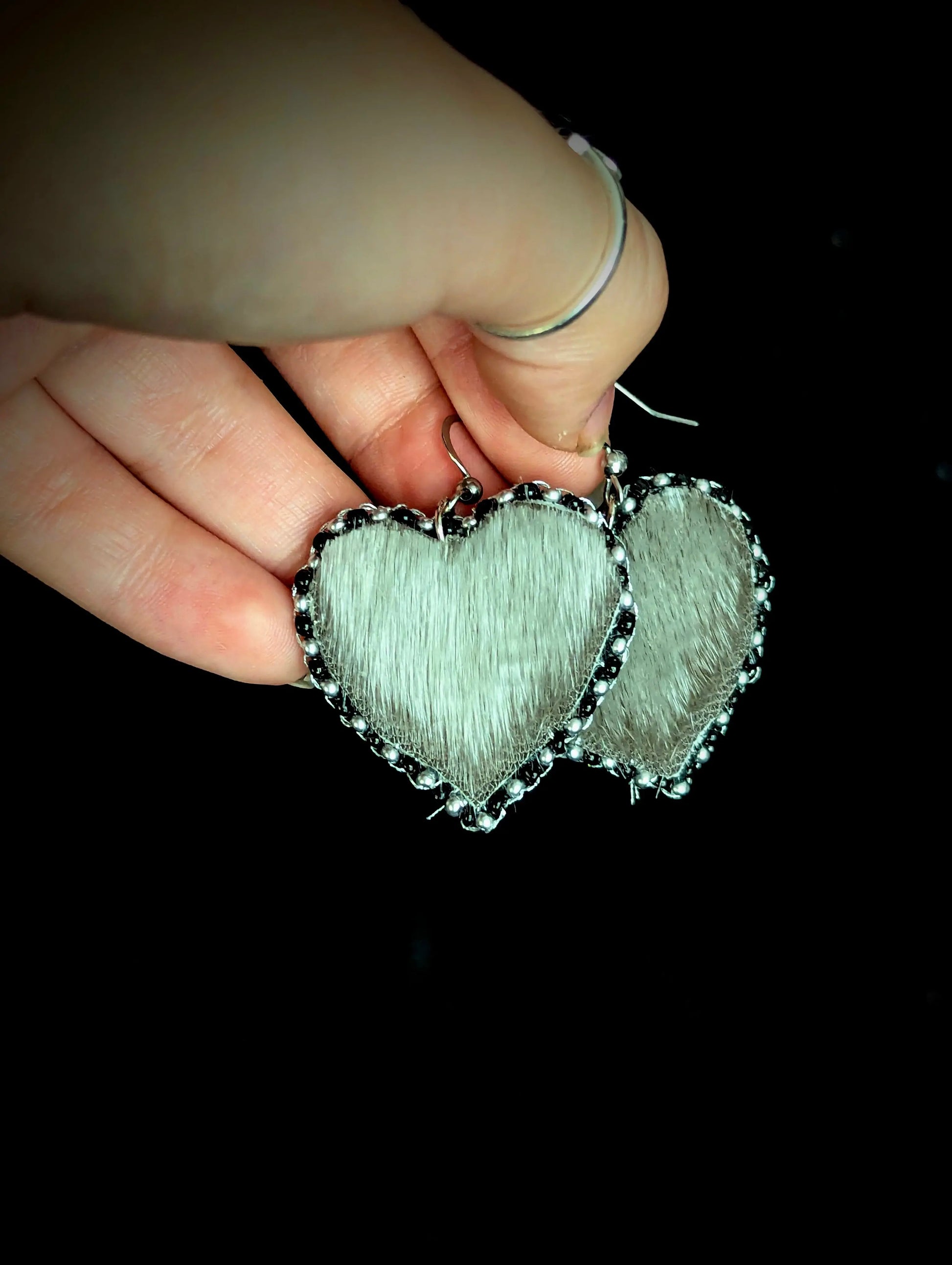 Recycled Sealskin Heart Earrings - Curiosia Bazar