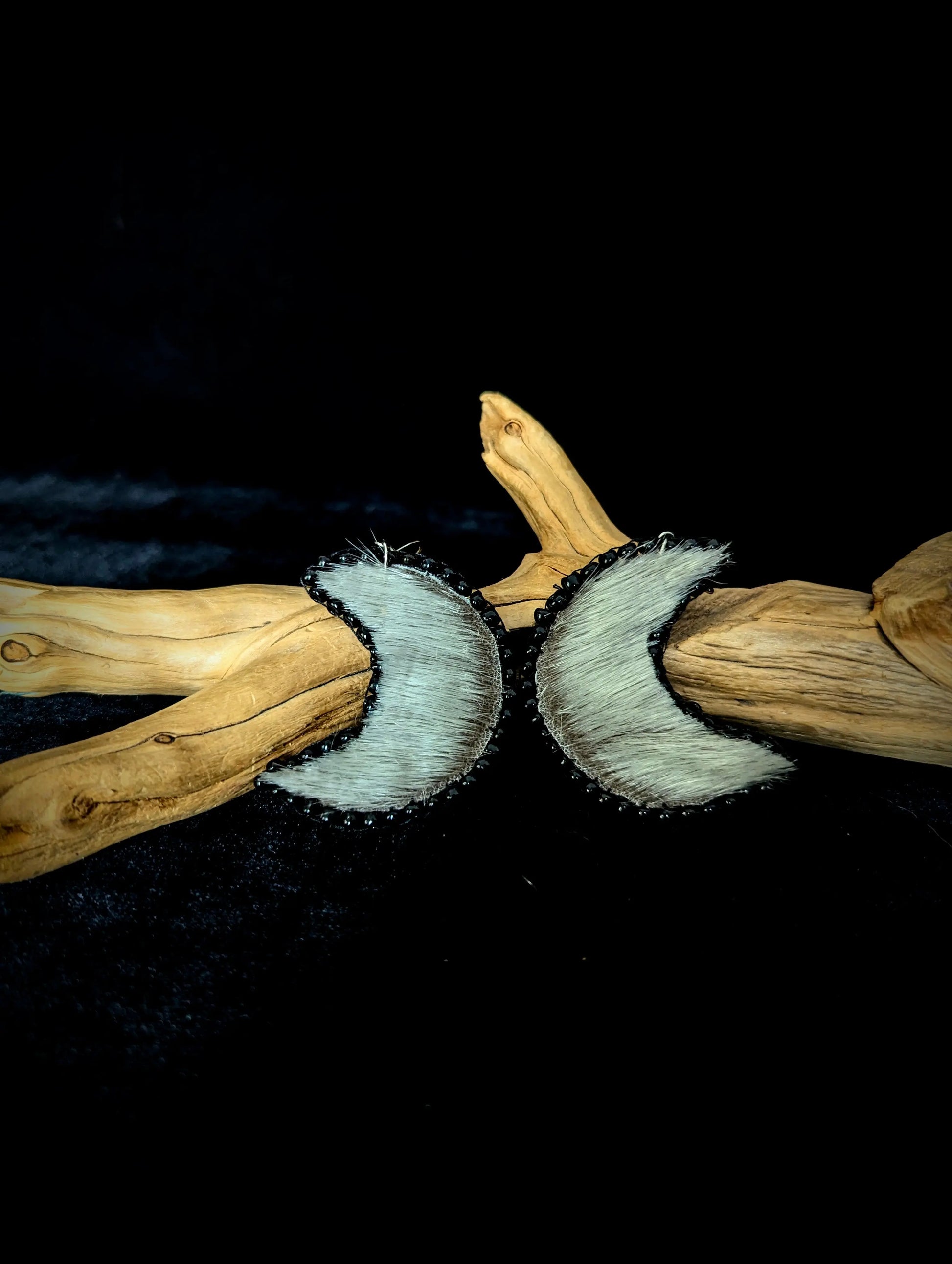 Recycled Sealskin Big Moon Earrings - Curiosia Bazar