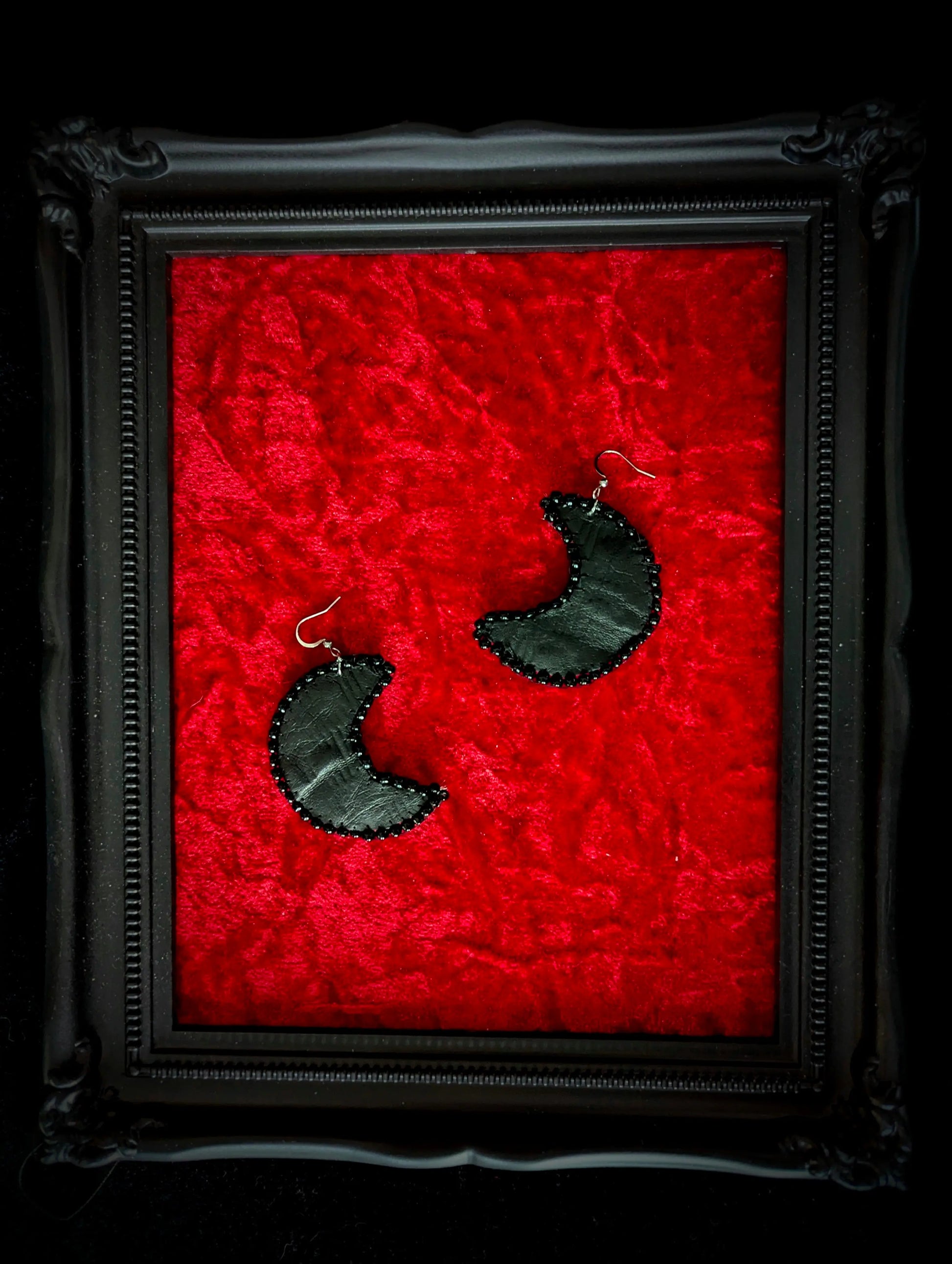 Recycled Sealskin Big Moon Earrings - Curiosia Bazar