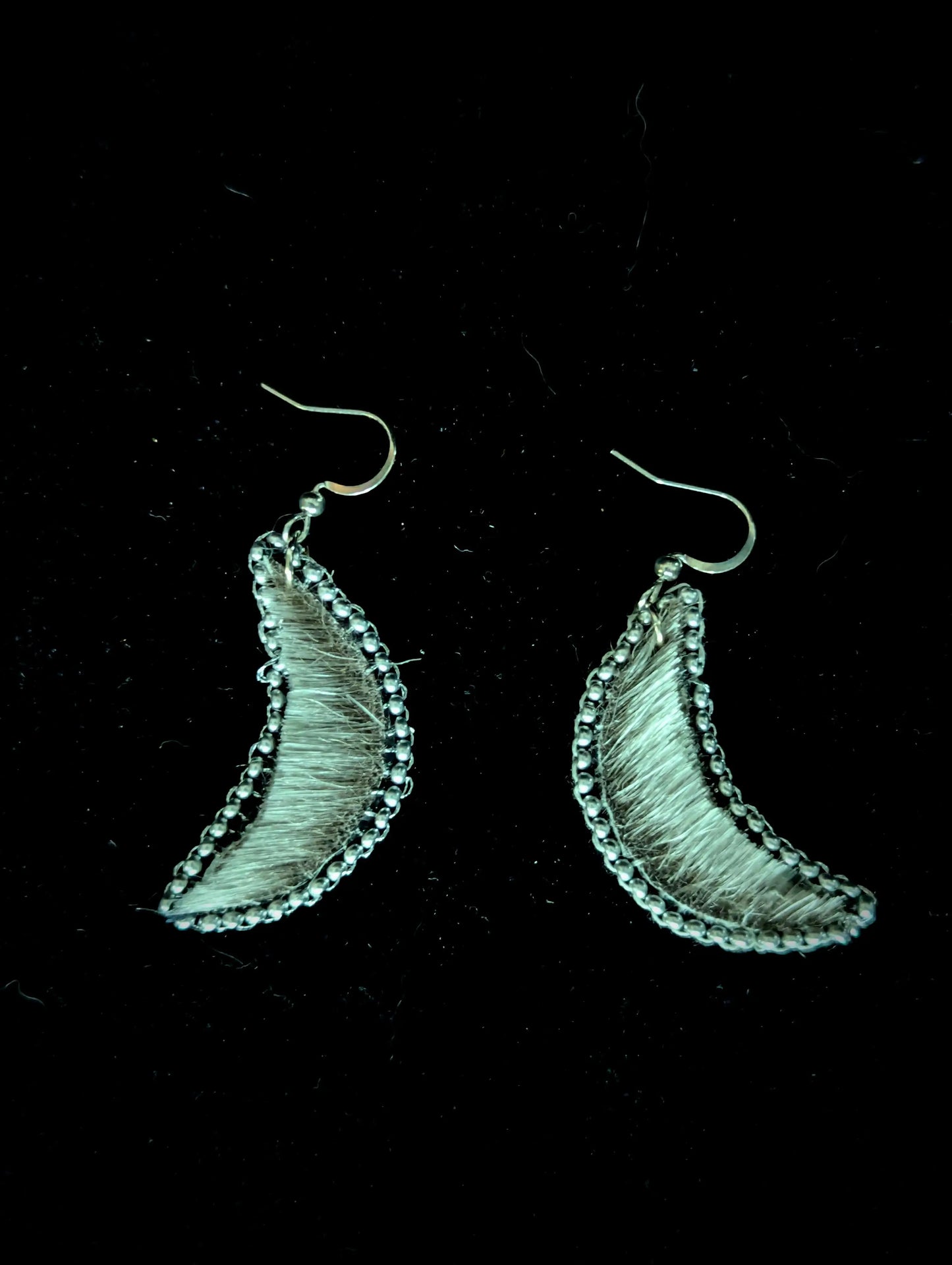 Crescent Moon Sealskin Earrings - Curiosia Bazar