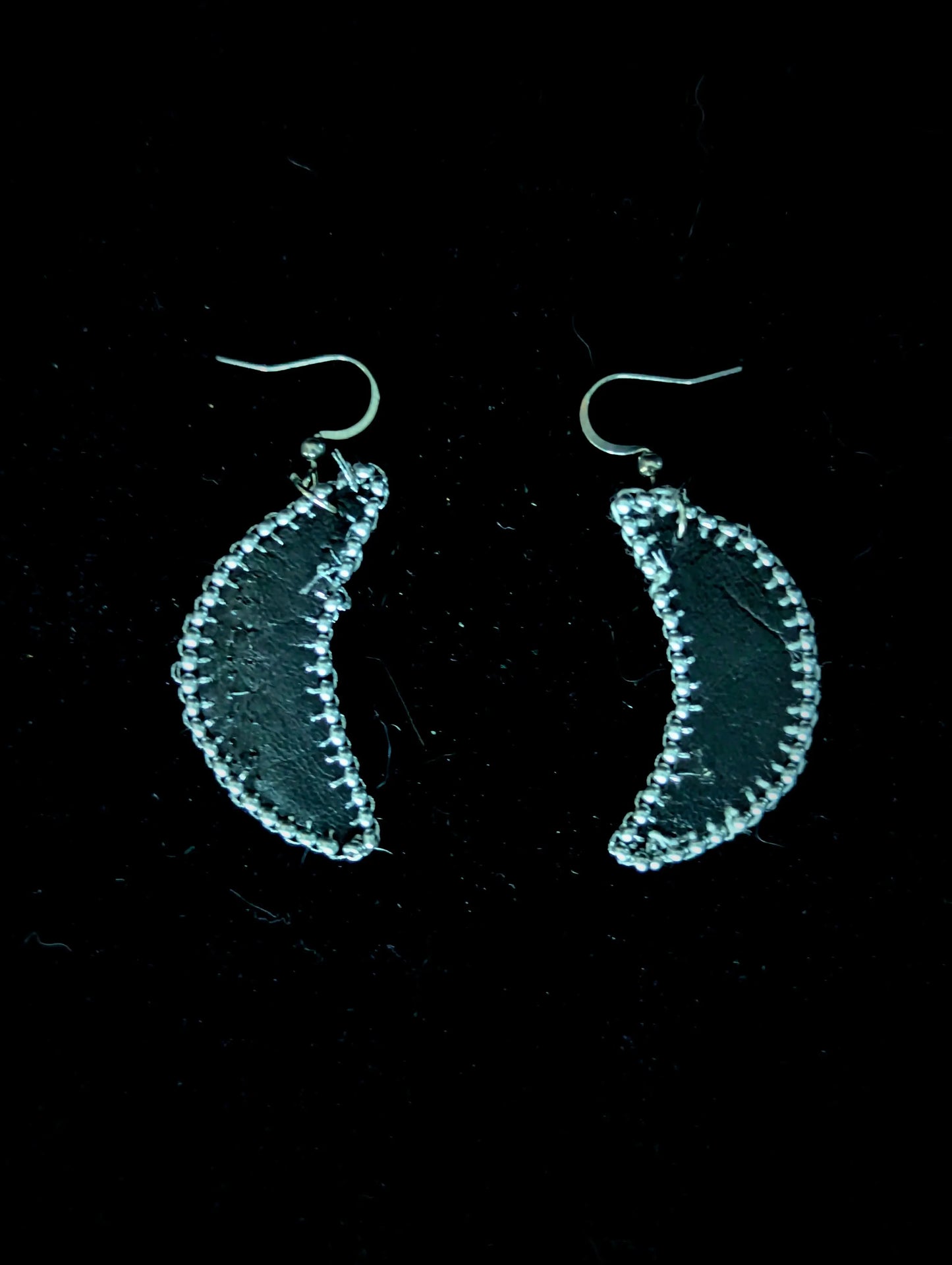 Crescent Moon Sealskin Earrings - Curiosia Bazar