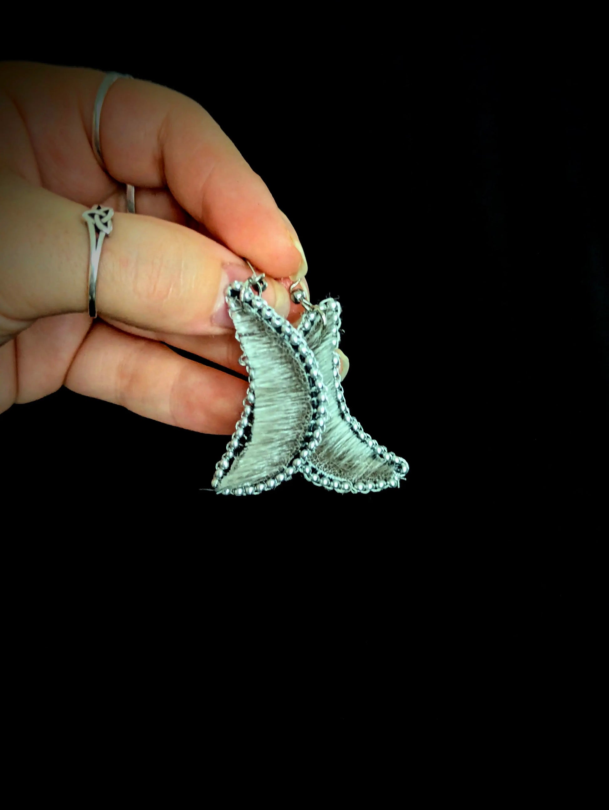 Crescent Moon Sealskin Earrings - Curiosia Bazar